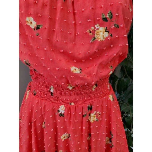 Favlux Women's Red 100% Rayon Ruffle Swiss Dot Floral Casual Romper Size Large - Picture 3 of 16